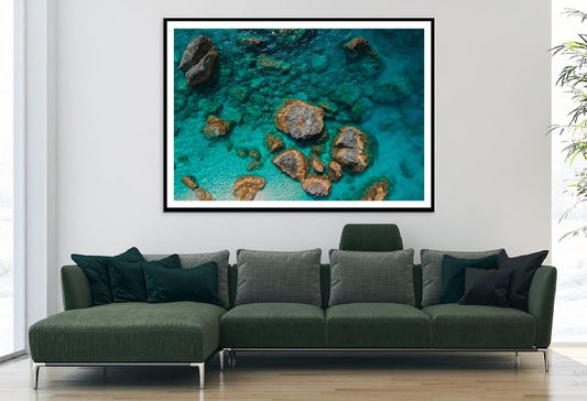 Rock & Sea Aerial View Photograph Greece Home Decor Premium Quality Poster Print Choose Your Sizes