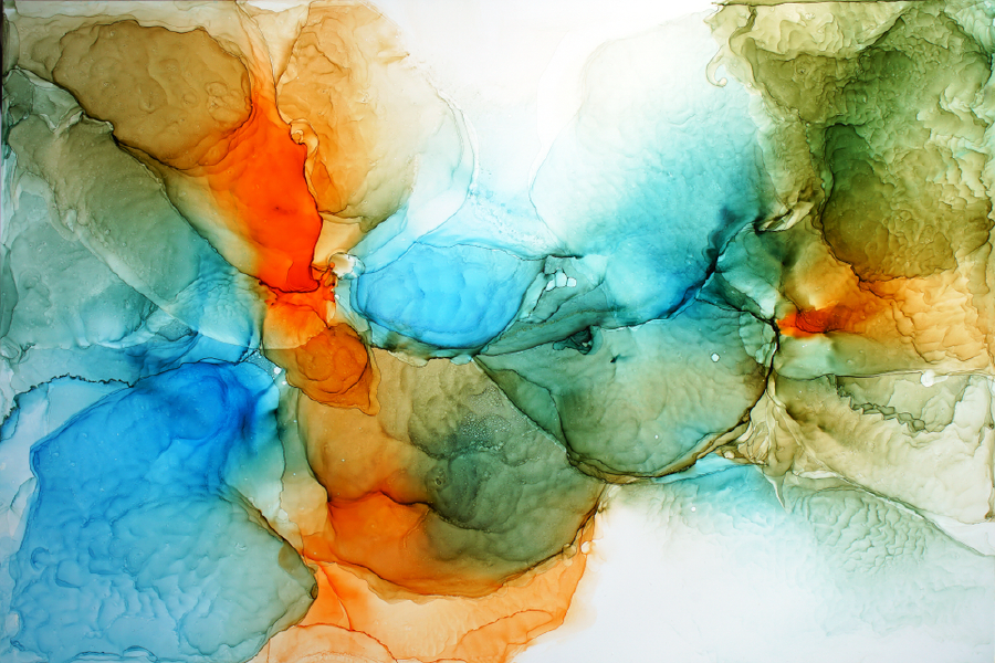 Blue Green Orange & White Abstract Design Home Decor Premium Quality Poster Print Choose Your Sizes