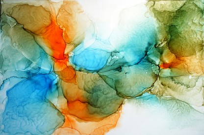 Blue Green Orange & White Abstract Design Home Decor Premium Quality Poster Print Choose Your Sizes