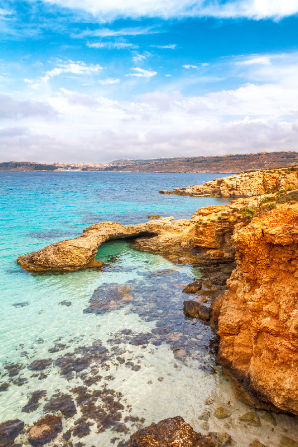 Rocky Coast Comino Island View Photograph Print 100% Australian Made