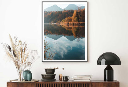 Mountain Lake Autumn Reflection View Photograph Home Decor Premium Quality Poster Print Choose Your Sizes