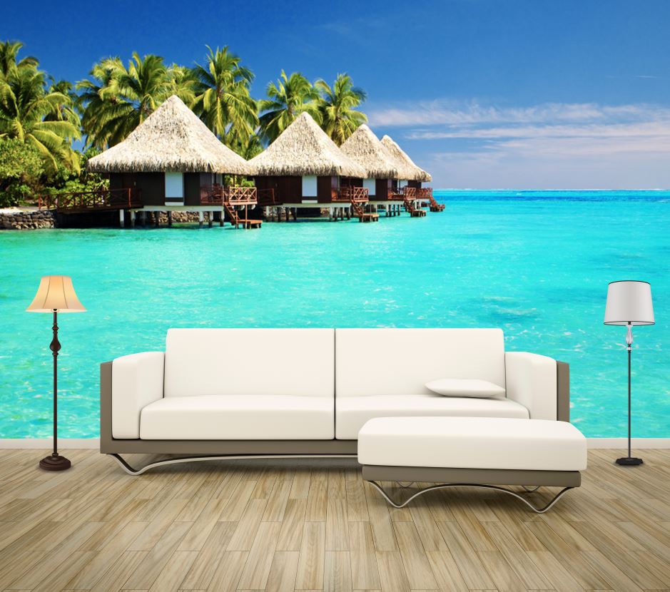 Wallpaper Murals Peel and Stick Removable Stunning Resorts Over Beach High Quality