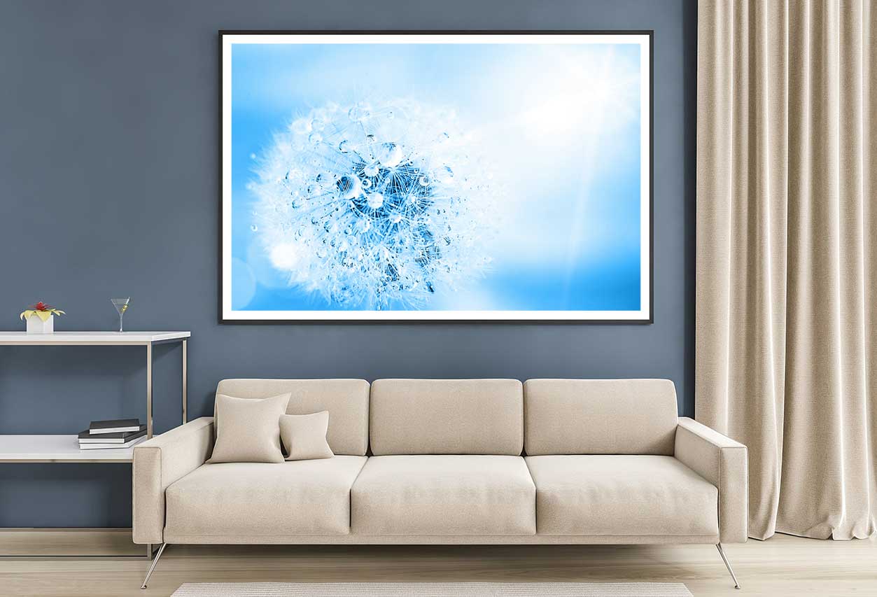 Water on Dandelion Macro View Photograph Home Decor Premium Quality Poster Print Choose Your Sizes