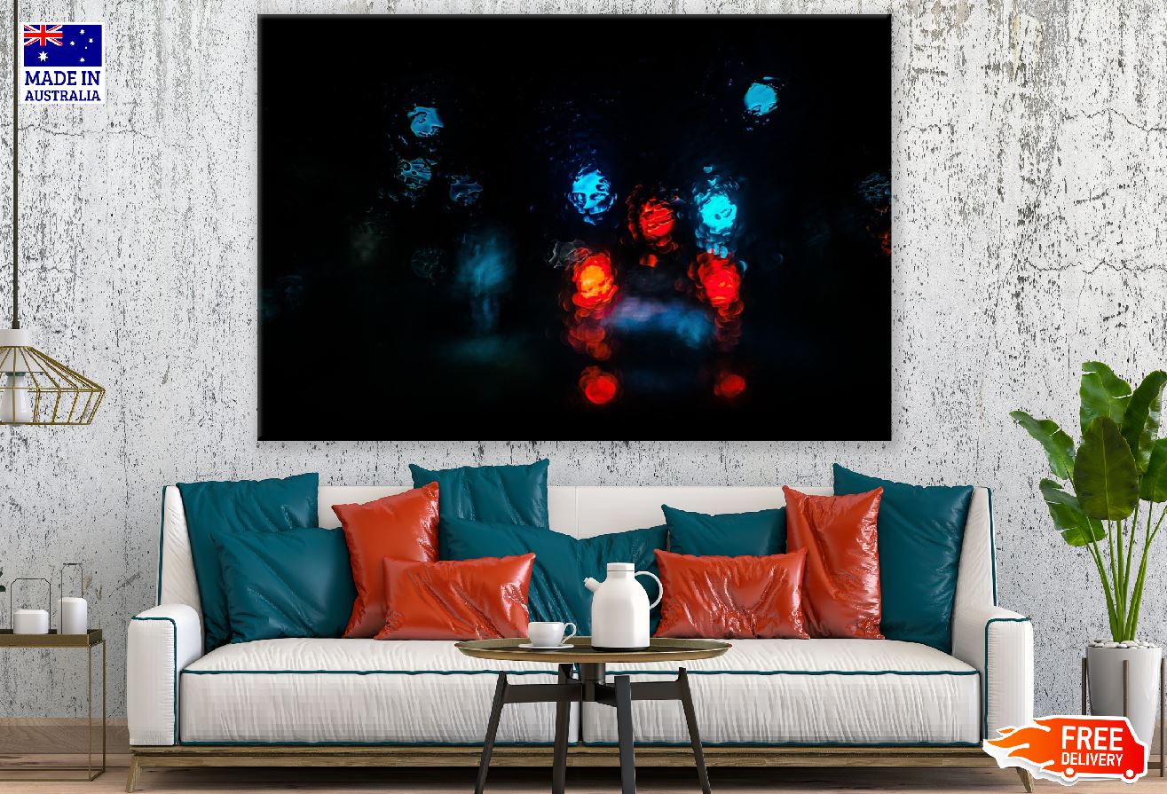 Blue Red Color Spots Digital Abstract Design Print 100% Australian Made