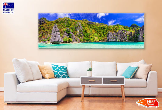 Panoramic Canvas El Nido Palawan Sea View Photograph High Quality 100% Australian Made Wall Canvas Print Ready to Hang