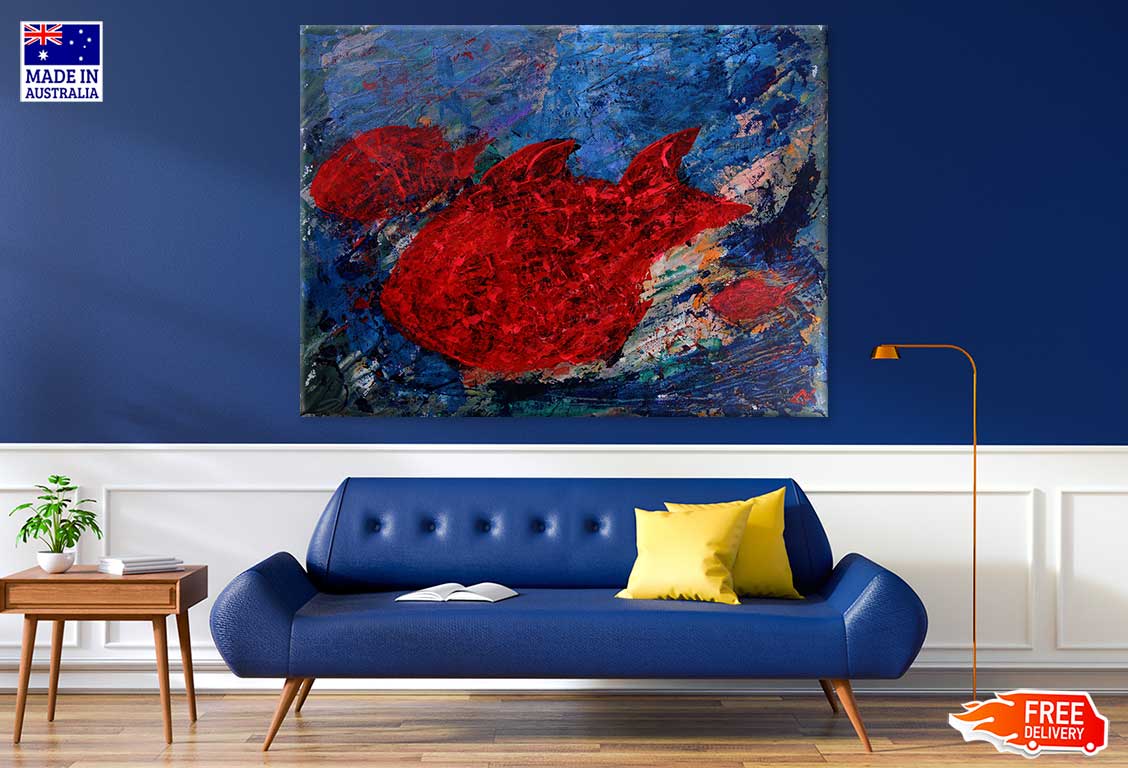 Red Fish Abstract Fine Arts Design Print 100% Australian Made