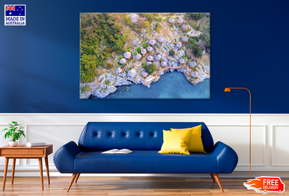 Beach Huts & Sea Aerial View Photograph Print 100% Australian Made