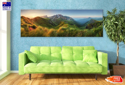 Panoramic Canvas Mountain Hill Sunset Scenery High Quality 100% Australian Made Wall Canvas Print Ready to Hang