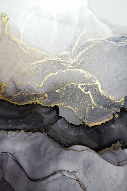 Grey Black & Gold Marble Abstract Design Home Decor Premium Quality Poster Print Choose Your Sizes