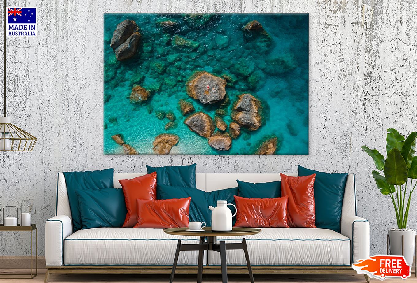 Rock & Sea Aerial View Photograph Greece Print 100% Australian Made