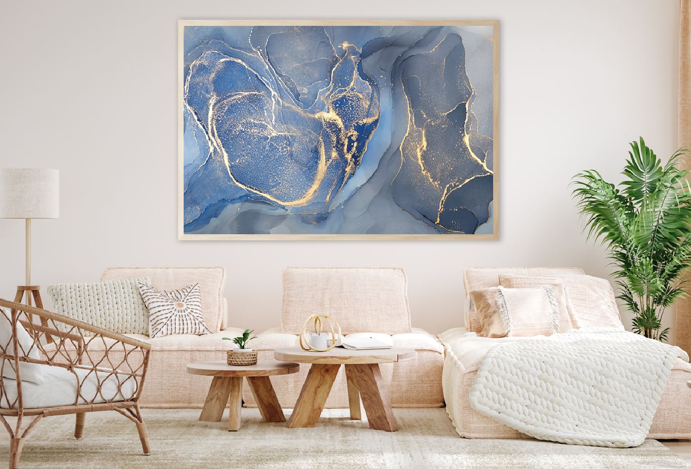 Blue Grey & Gold Abstract Design Home Decor Premium Quality Poster Print Choose Your Sizes