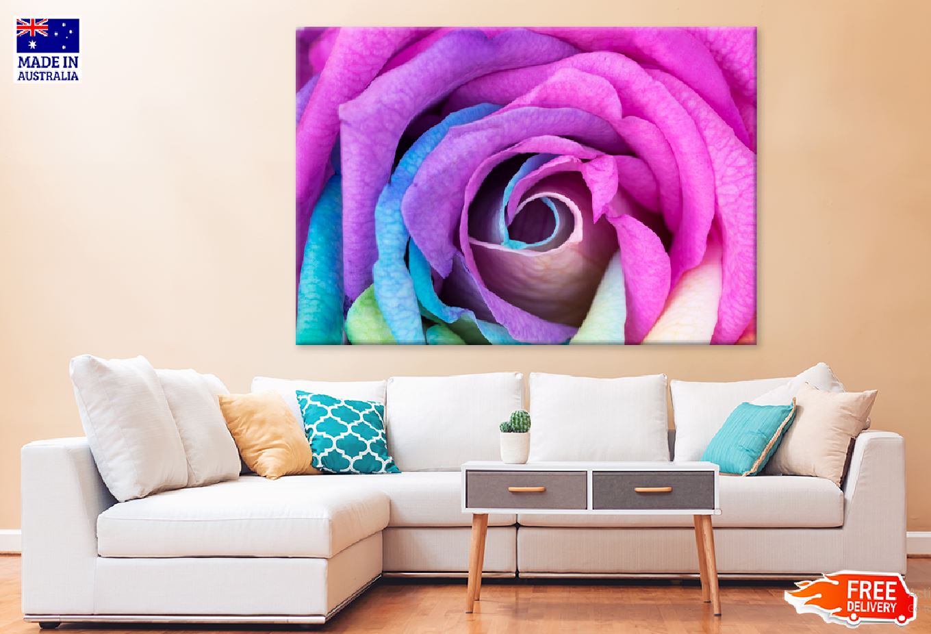 Purple Pink & Blue Flower Petal Photograph Print 100% Australian Made