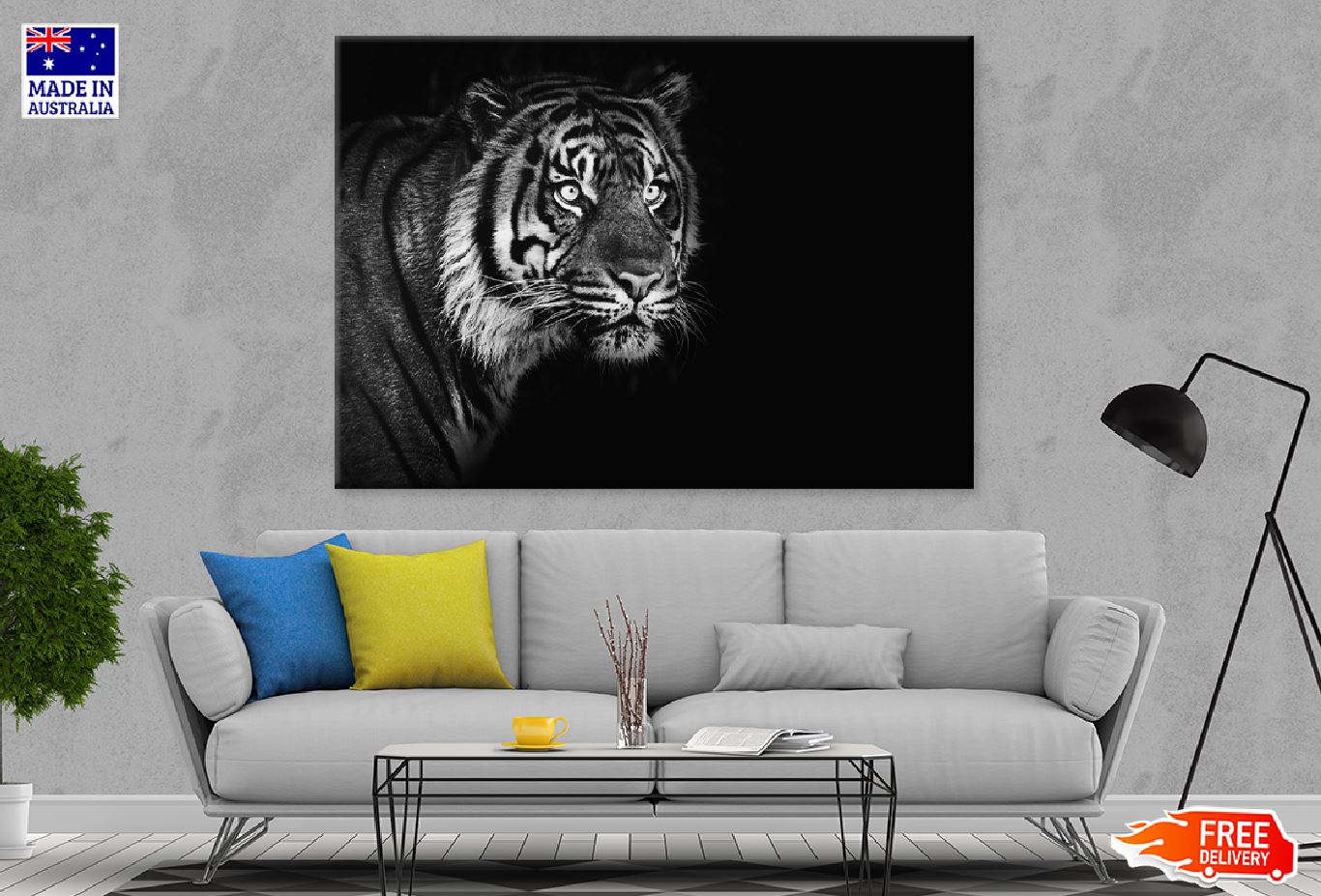 Sumatran Tiger Closeup B&W View Photograph Print 100% Australian Made