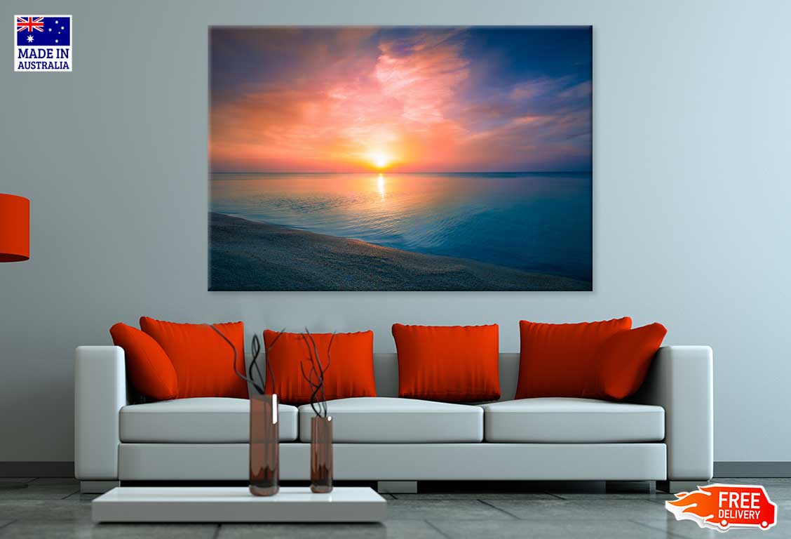 Sunrise Over Dark Sea Scenery View Photograph Print 100% Australian Made