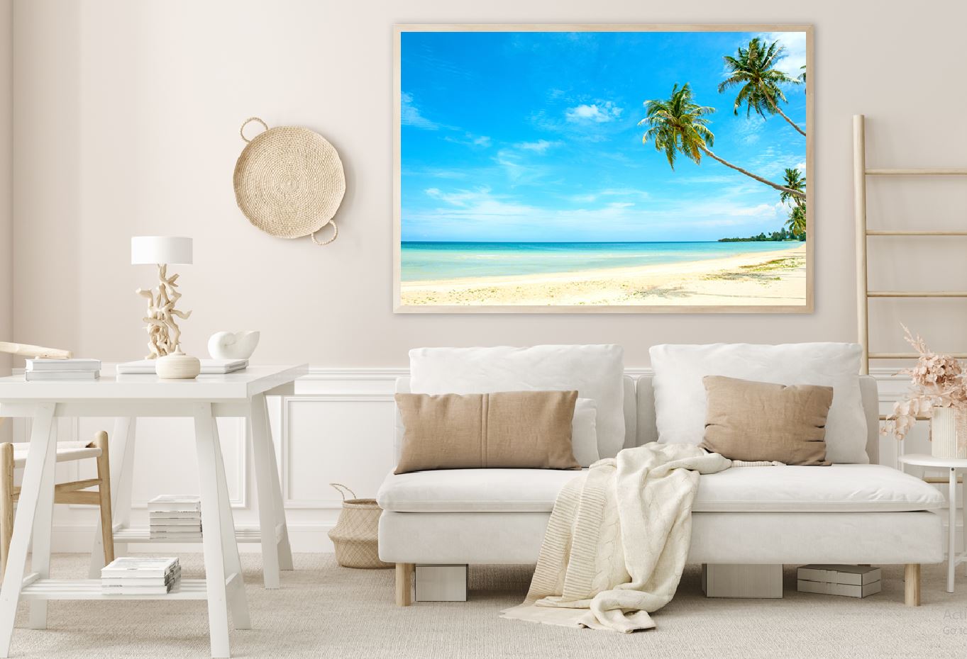 Palm Tree near Sandy Beach View Photograph Home Decor Premium Quality Poster Print Choose Your Sizes