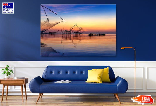 Fish Dip Nets Pakpra Sea Sunset View Photograph Print 100% Australian Made