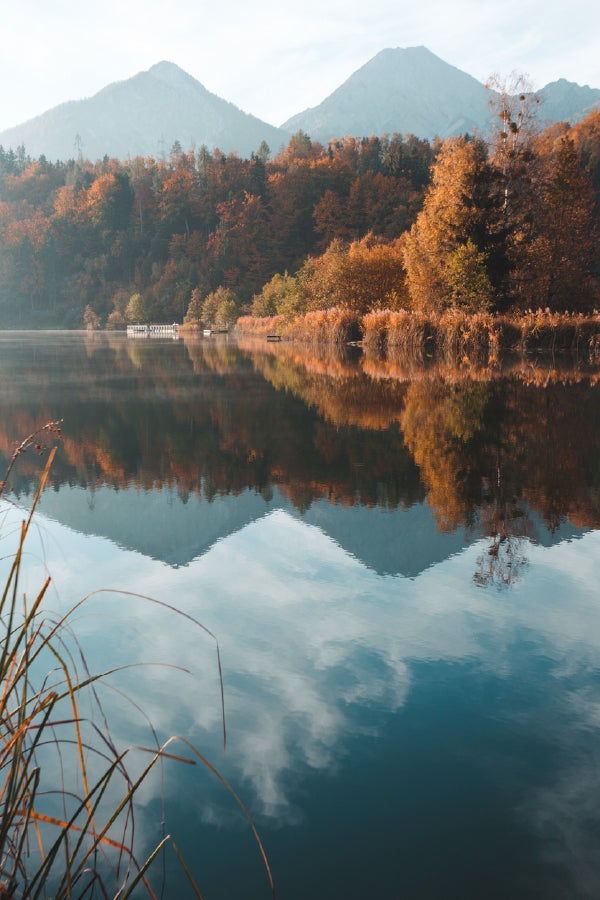 Mountain Lake Autumn Reflection Scenery View Print 100% Australian Made