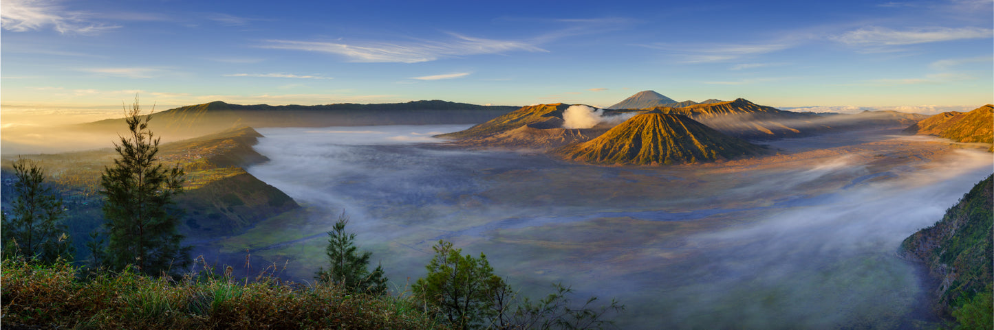 Panoramic Canvas Bromo Volcano & Sky Scenery Photograph High Quality 100% Australian Made Wall Canvas Print Ready to Hang