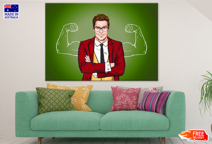Business Man & Body Builder Line Art Illustration Print 100% Australian Made