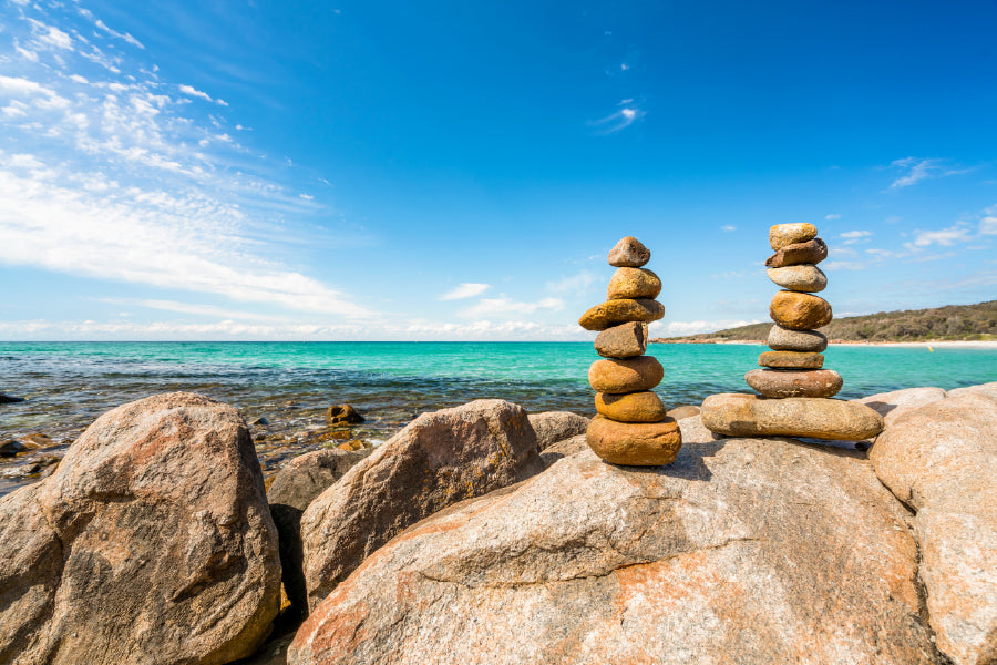 Rock Balancing Meelup Beach View Photograph Home Decor Premium Quality Poster Print Choose Your Sizes