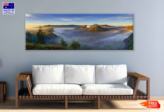 Panoramic Canvas Bromo Volcano & Sky Scenery Photograph High Quality 100% Australian Made Wall Canvas Print Ready to Hang