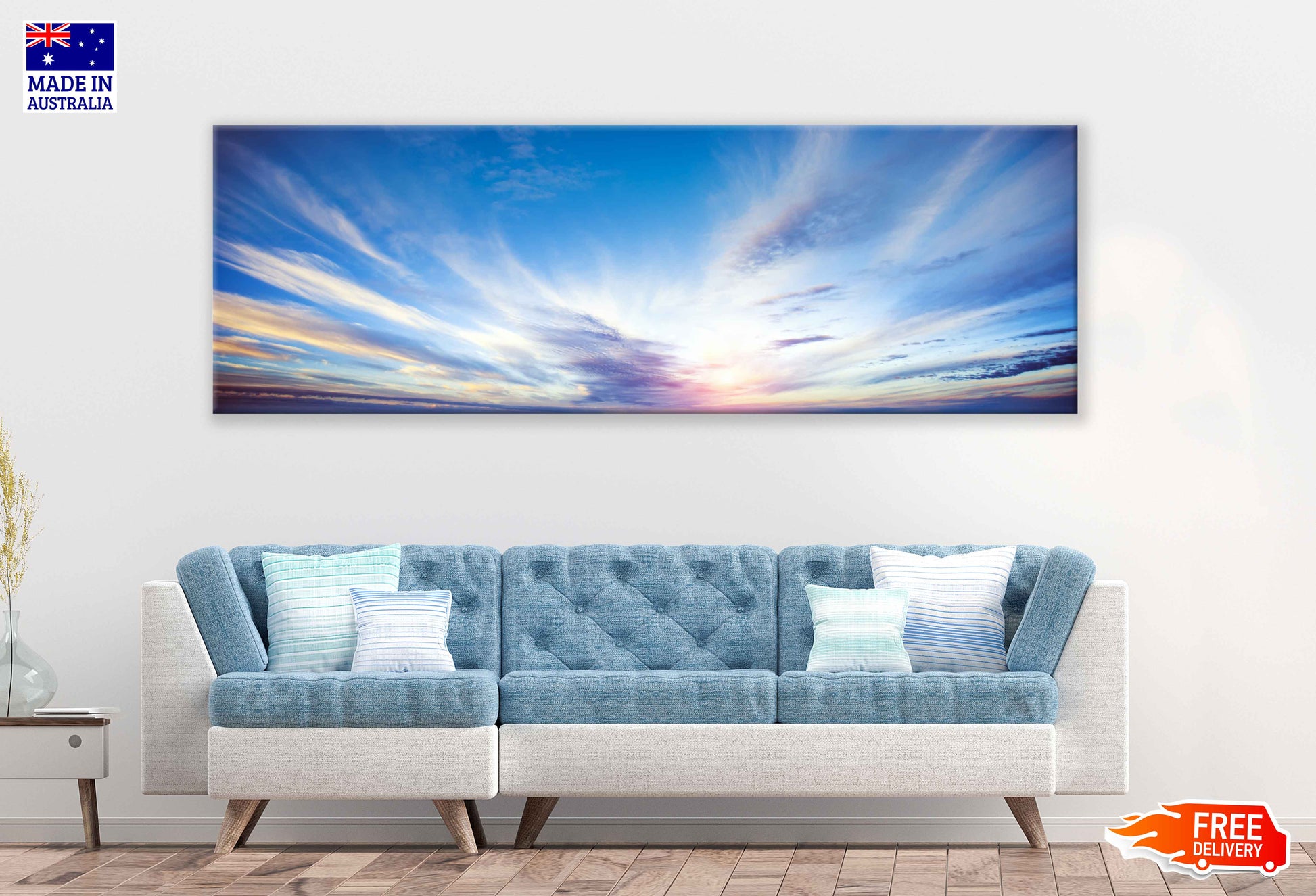 Panoramic Canvas Sunrise Summer Sky Scenery Photograph High Quality 100% Australian Made Wall Canvas Print Ready to Hang