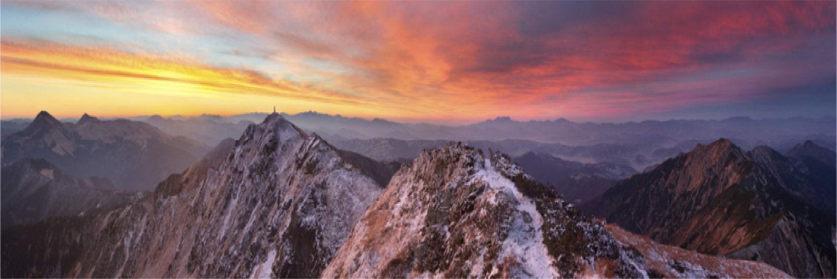 Panoramic Canvas Mountain Edge Sunset Photograph High Quality 100% Australian Made Wall Canvas Print Ready to Hang