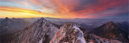 Panoramic Canvas Mountain Edge Sunset Photograph High Quality 100% Australian Made Wall Canvas Print Ready to Hang