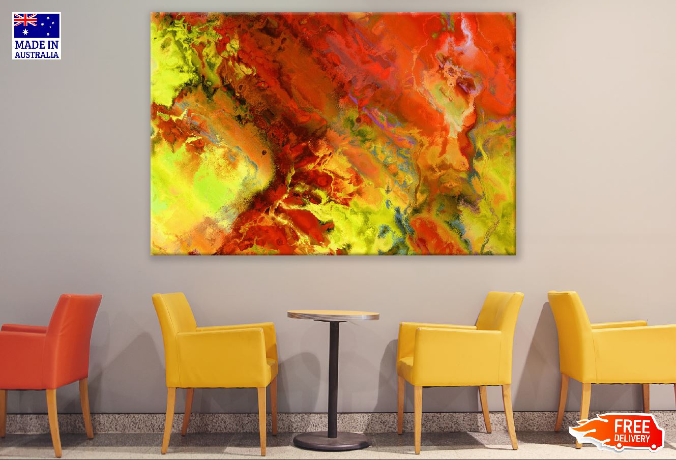 Red & Yellow Abstract Design Print 100% Australian Made