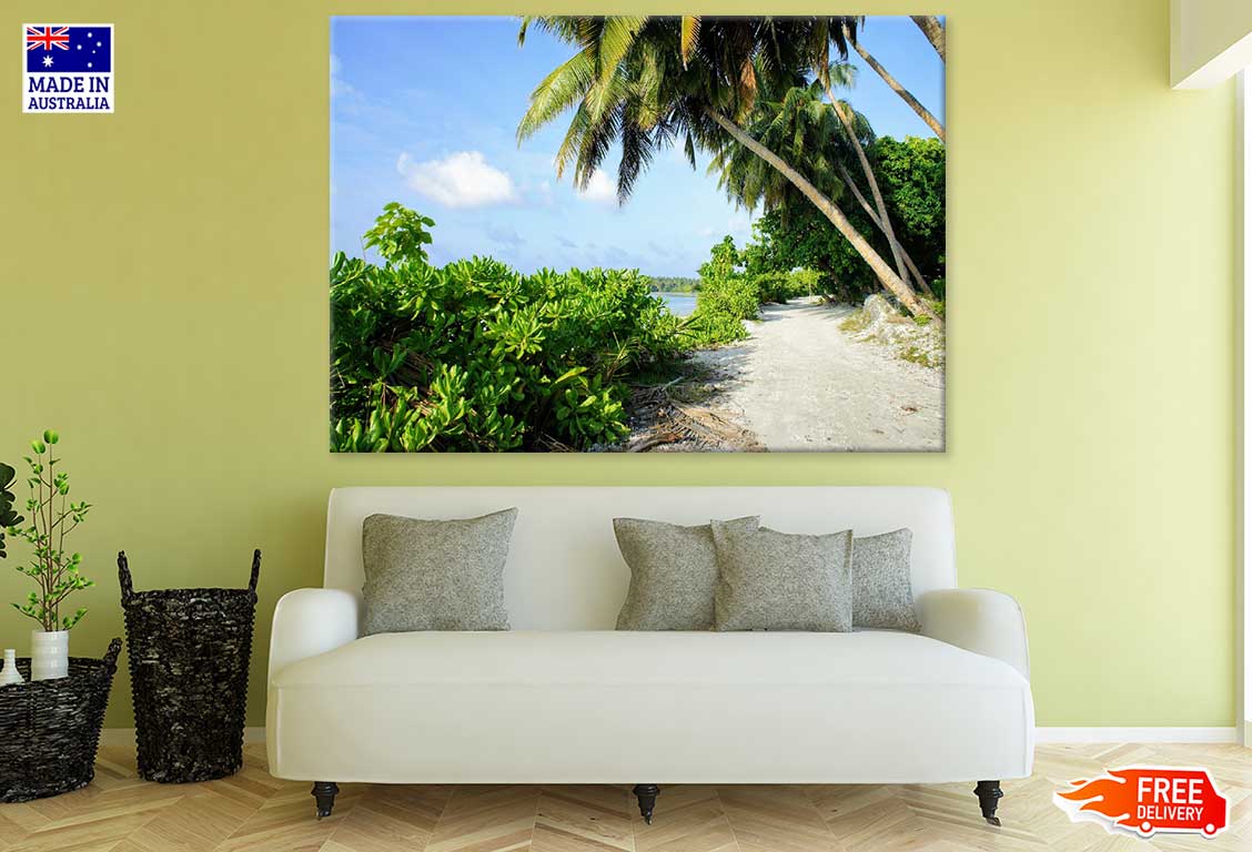 Bushes & Palm Trees Near Sea Photograph Print 100% Australian Made