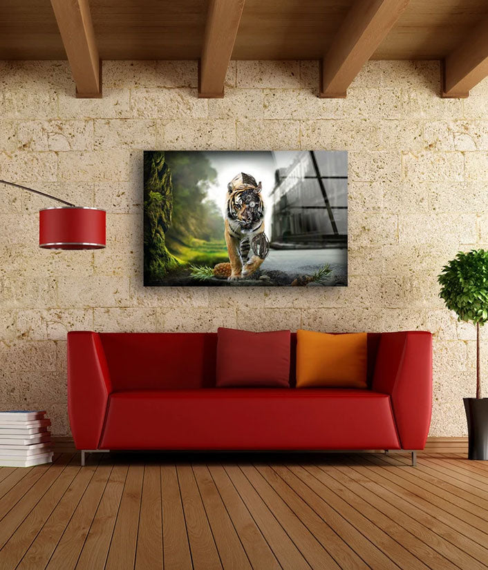 Robot Tiger Walking Photograph Acrylic Glass Print Tempered Glass Wall Art 100% Made in Australia Ready to Hang