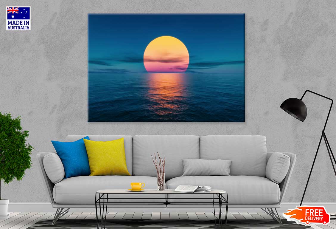 Full Moon View Beach Scenery Photograph Print 100% Australian Made