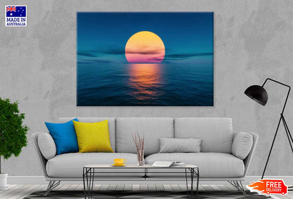 Full Moon View Beach Scenery Photograph Print 100% Australian Made