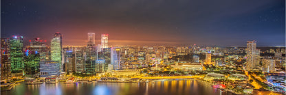 Panoramic Canvas Singapore City Night Skyline View High Quality 100% Australian Made Wall Canvas Print Ready to Hang