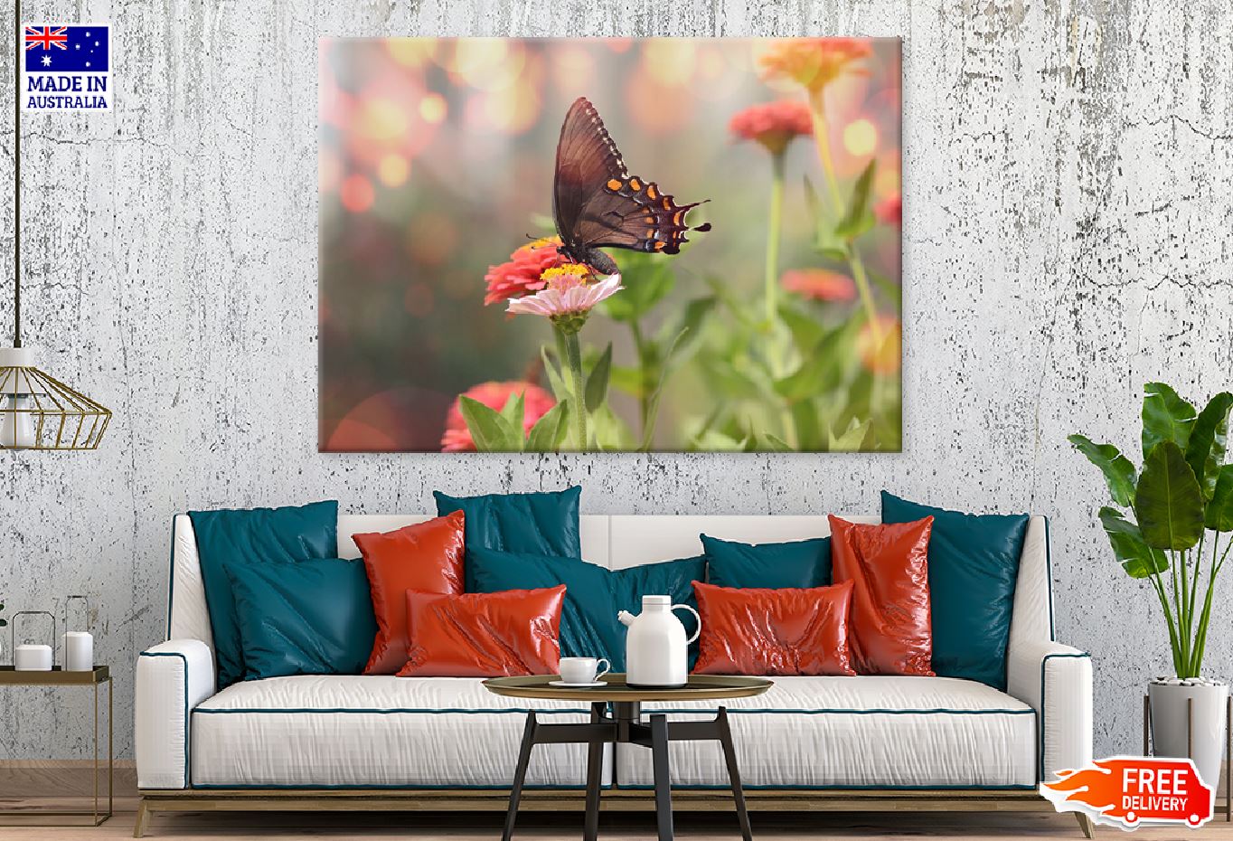 Black Satyrium Butterfly on Pink Flower Photograph Print 100% Australian Made