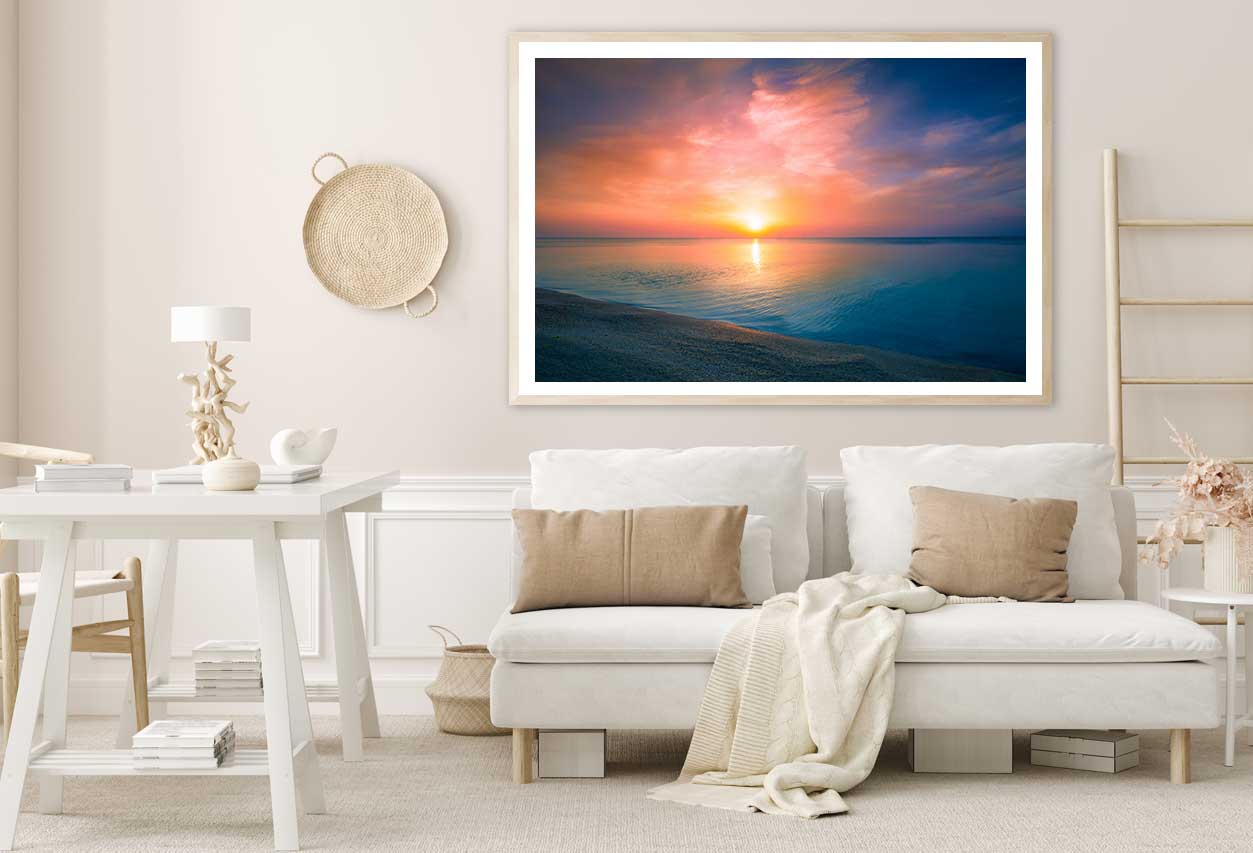 Sunrise Over Dark Sea Scenery Photograph Home Decor Premium Quality Poster Print Choose Your Sizes