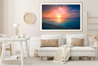 Sunrise Over Dark Sea Scenery Photograph Home Decor Premium Quality Poster Print Choose Your Sizes
