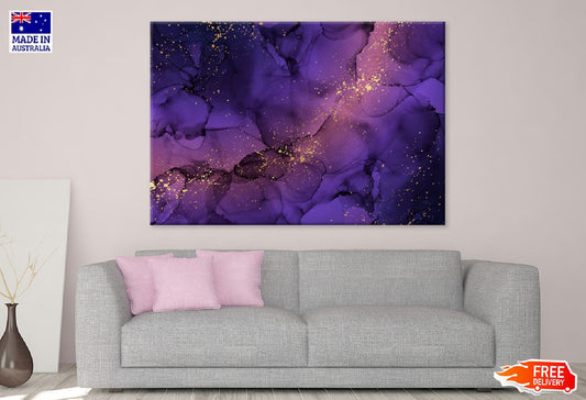Pink Purple & Gold Drops Abstract Design Print 100% Australian Made