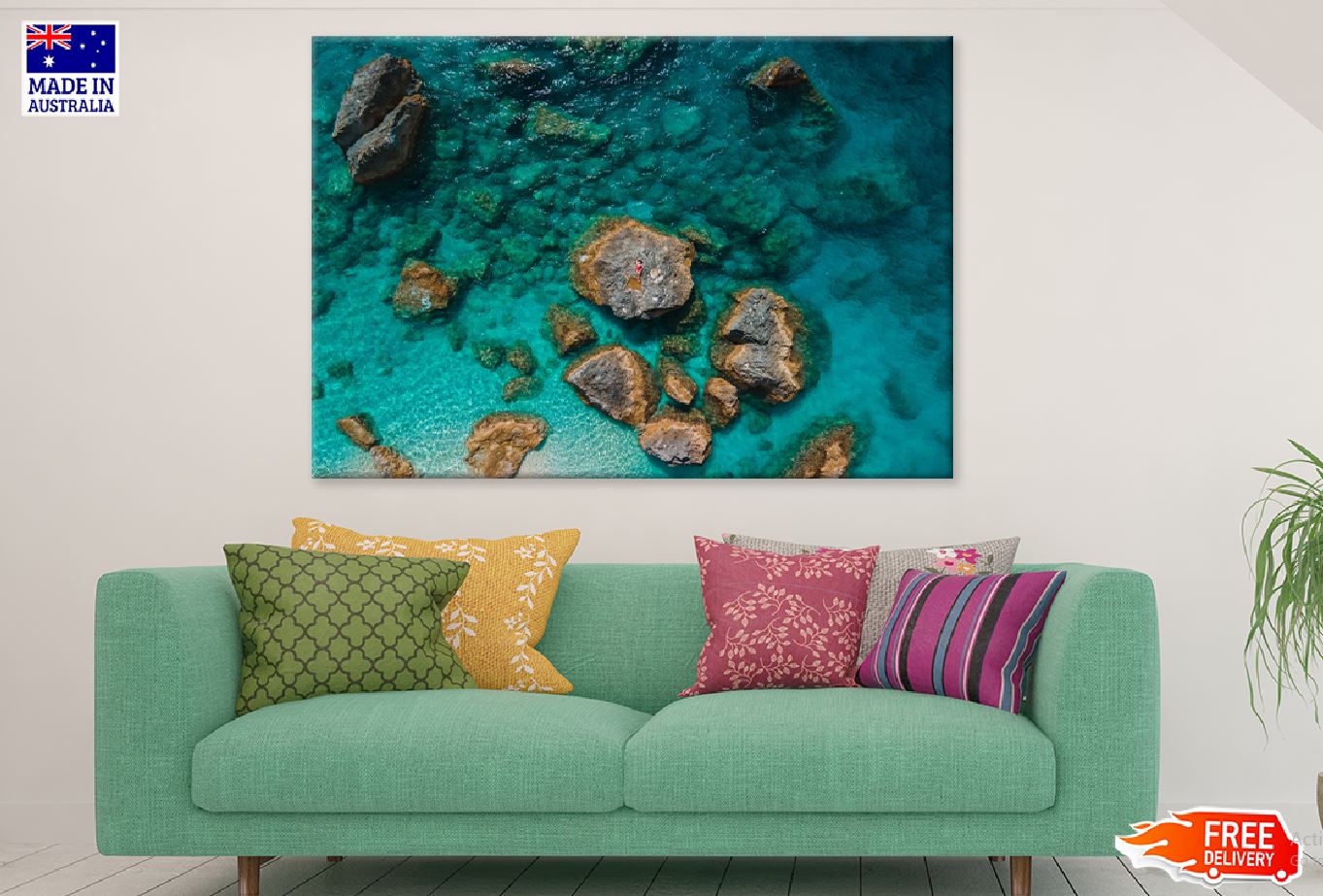 Rock & Sea Aerial View Photograph Greece Print 100% Australian Made