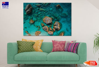 Rock & Sea Aerial View Photograph Greece Print 100% Australian Made