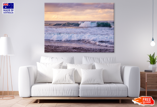 Sea Waves & Sunset Scenery View Print 100% Australian Made
