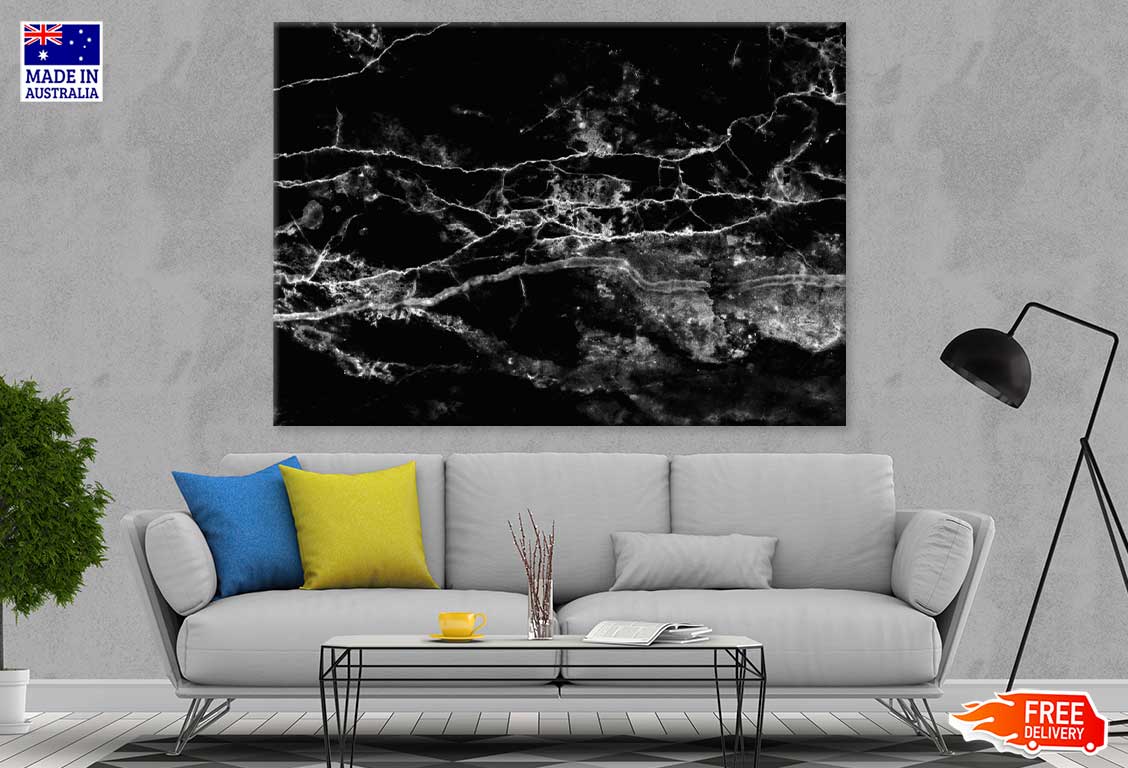 Black Marble Texture B&W Abstract Design Print 100% Australian Made