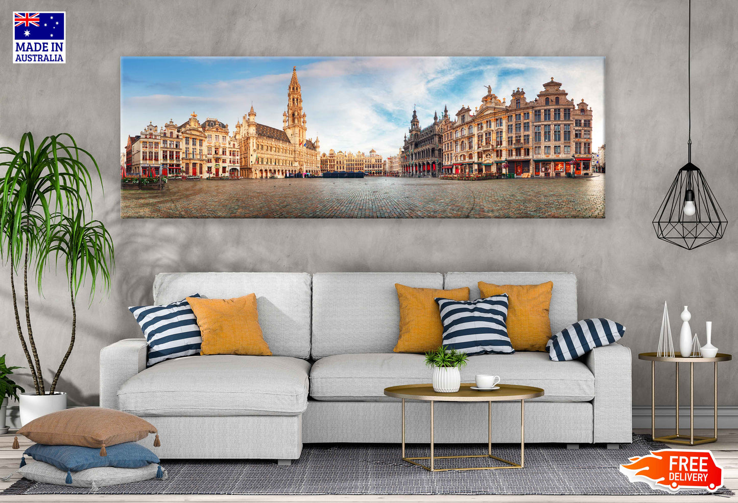 Panoramic Canvas Brussels Grand Place View Photograph High Quality 100% Australian Made Wall Canvas Print Ready to Hang
