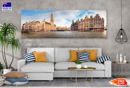 Panoramic Canvas Brussels Grand Place View Photograph High Quality 100% Australian Made Wall Canvas Print Ready to Hang