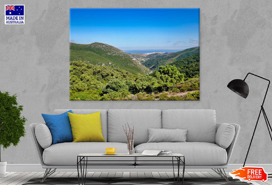 Mountain Forest with Sky Aerial Photograph Print 100% Australian Made