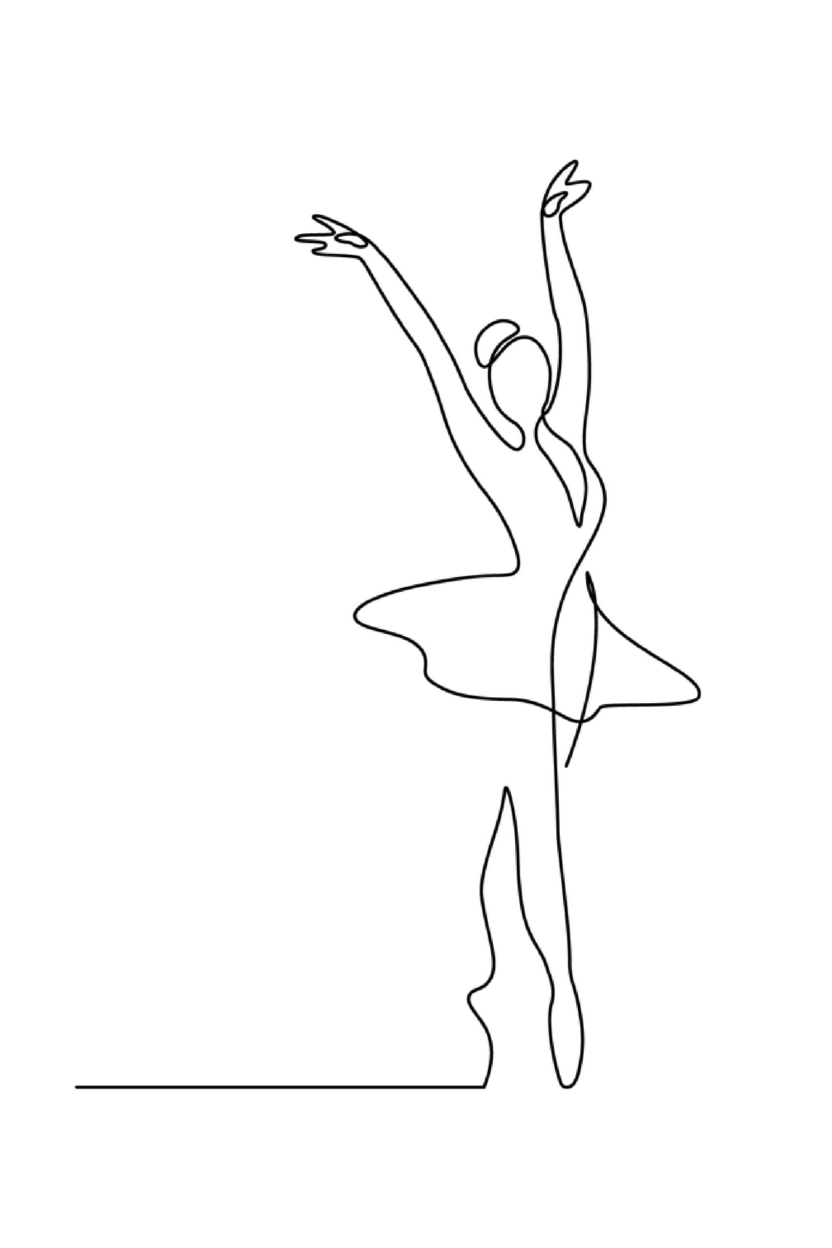 Balerina B&W Line Art Print 100% Australian Made