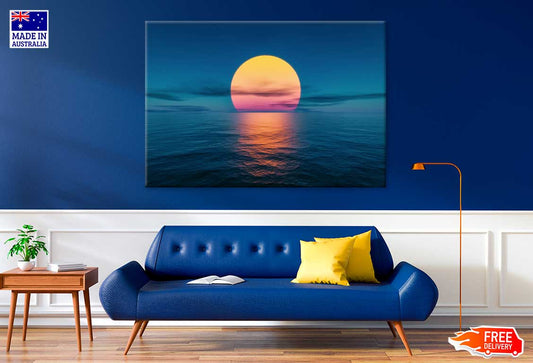 Full Moon View Beach Scenery Photograph Print 100% Australian Made
