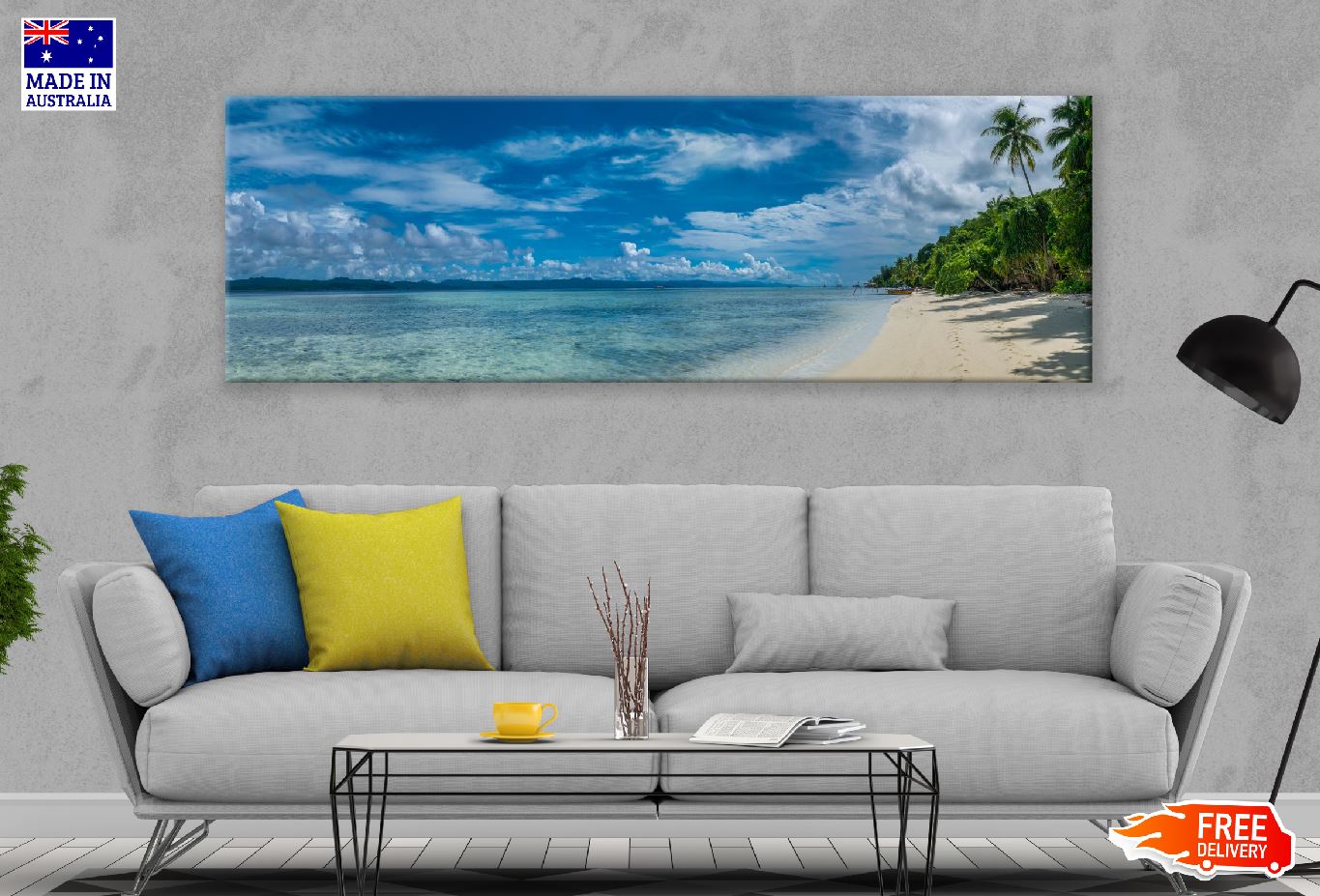 Panoramic Canvas Kri Island Sea View Photograph High Quality 100% Australian Made Wall Canvas Print Ready to Hang