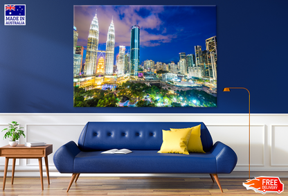 Malaysia City Nighttime View Photograph Print 100% Australian Made