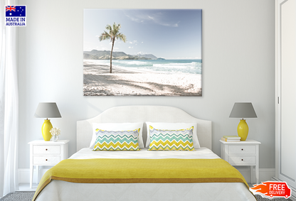 Plam Tree On Sea Shore & Sea View Print 100% Australian Made